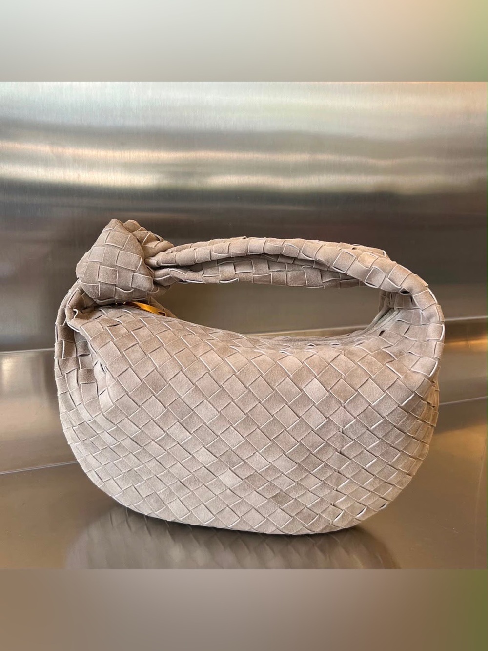 Bottega INSPIRED small Jodie Intrecciato woven shoulder / handbag Taupe